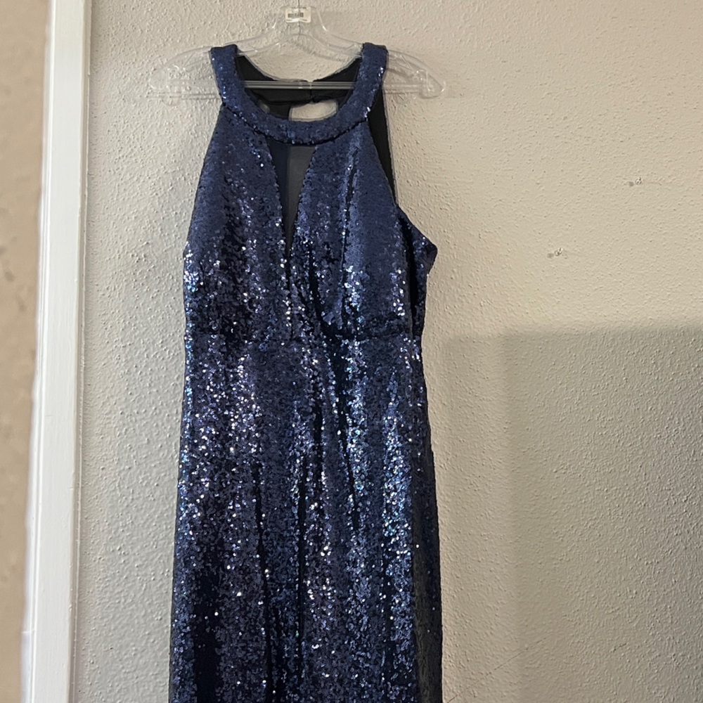 Morgan & Co. Navy Sequin Prom Dress